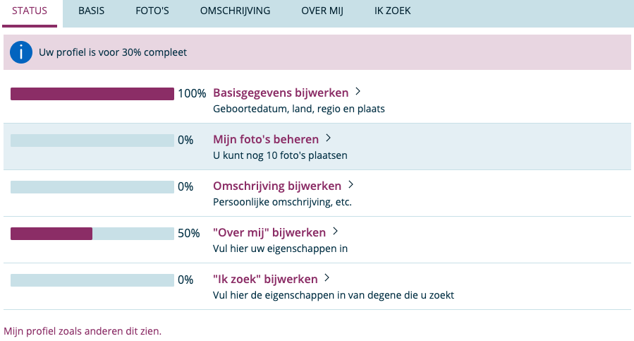 Profiel aanpassen op Cupify.nl