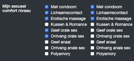 Seksueel comfortniveau instellen op SDC